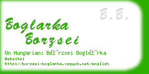 boglarka borzsei business card